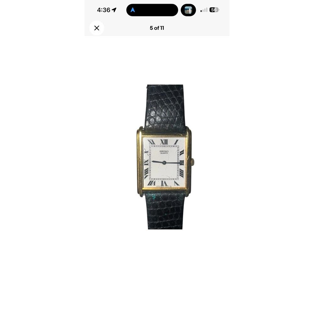 CCLASSIC SEIKO ROMAN NUMBER BLACK LEATHER STRAP LADIES WATCH * WORKING - Picture 8 of 10